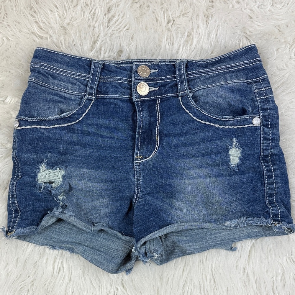 Almost Famous Distressed Blue Jean Shorts